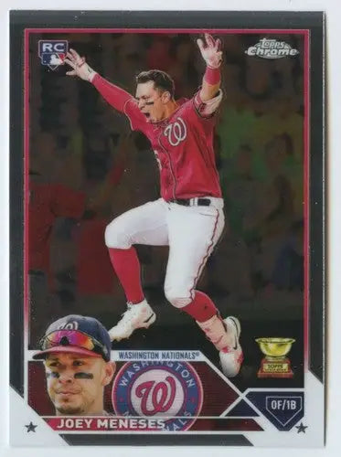 2023 Topps Chrome Joey Meneses rookie baseball card with original gloss and vibrant design