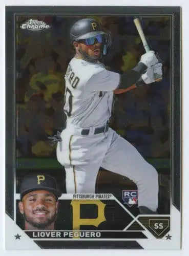 Liover Peguero 2023 Topps Chrome rookie card with original gloss Pirates ID 59316