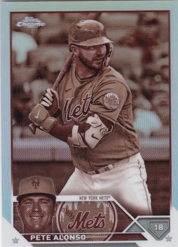 2023 TOPPS CHROME #75 PETE ALONSO REFRACTOR- NEW YORK METS - Baseball Card Single