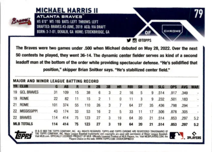 2023 Topps Chrome #79 Michael Harris II - Baseball Card Single