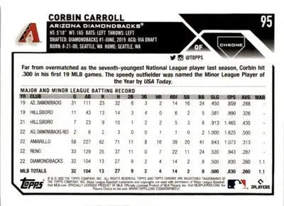 2023 Topps Chrome #95 Corbin Carroll - Baseball Card Single