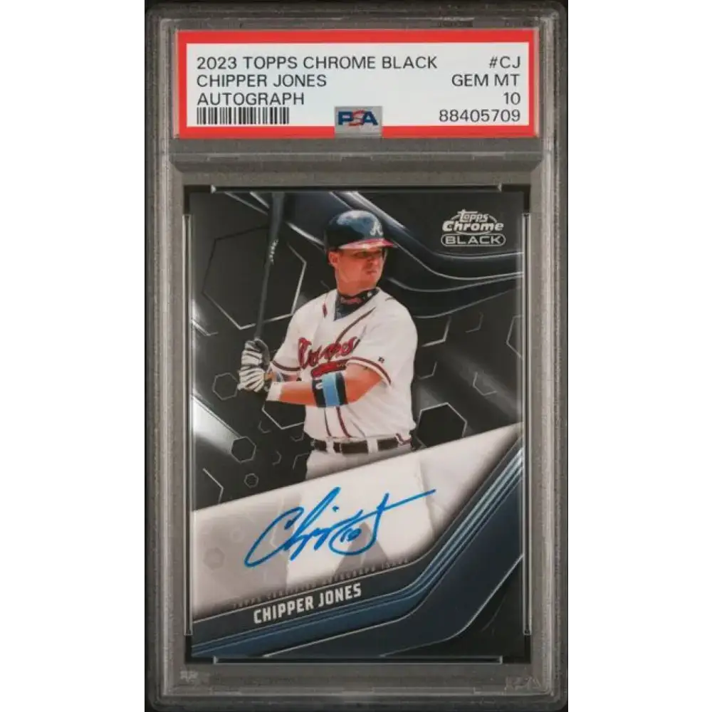 2023 Topps Chrome Black #CBA-CJ Chipper Jones PSA 10 GEM MINT Auto Atlanta Braves Baseball Card - Baseball Card Single