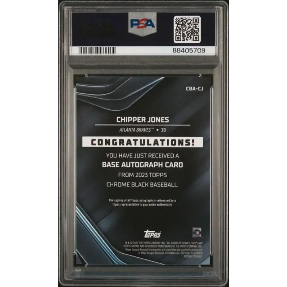 2023 Topps Chrome Black #CBA-CJ Chipper Jones PSA 10 GEM MINT Auto Atlanta Braves Baseball Card - Baseball Card Single