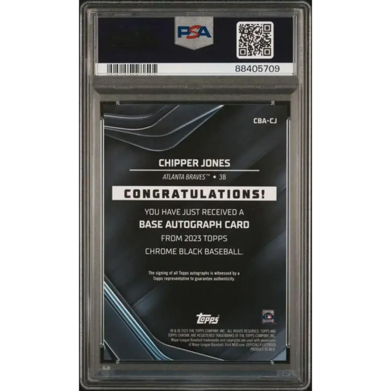 2023 Topps Chrome Black #CBA-CJ Chipper Jones PSA 10 GEM MINT Auto Atlanta Braves Baseball Card - Baseball Card Single