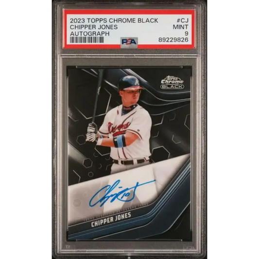 2023 Topps Chrome Black #CBA-CJ Chipper Jones PSA 9 MINT Auto Atlanta Braves Baseball Card - Baseball Card Single