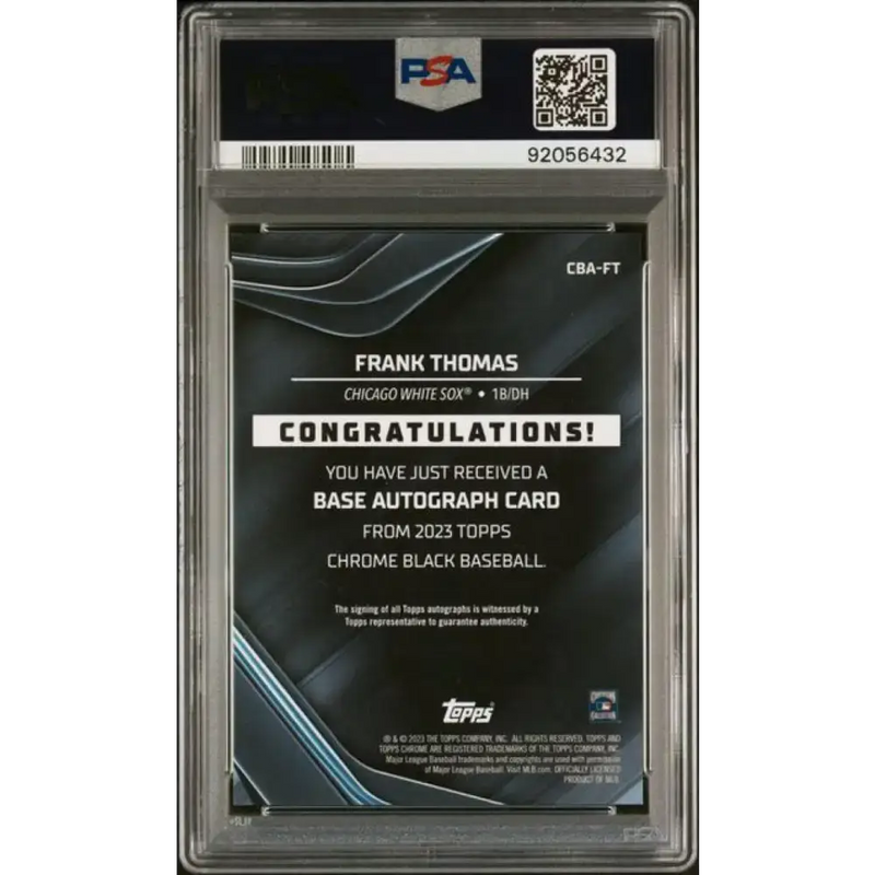 2023 Topps Chrome Black #CBA-FT Frank Thomas PSA 10 GEM MINT Auto Chicago White Sox Baseball Card - Baseball Card Single