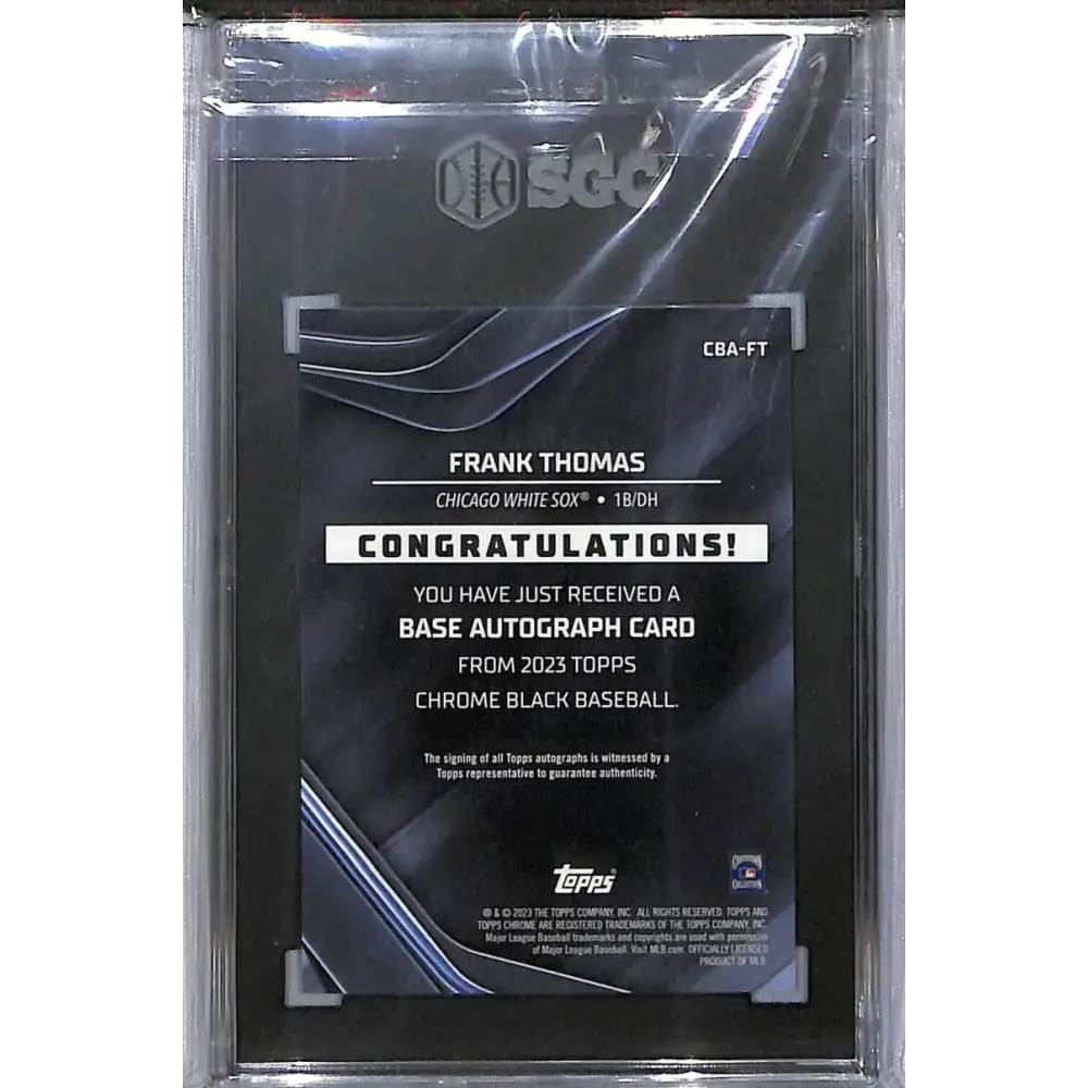 2023 Topps Chrome Black #CBA-FT Frank Thomas SGC 10 Gem Auto Chicago White Sox - Baseball Card Single
