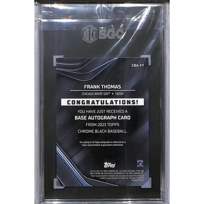 2023 Topps Chrome Black #CBA-FT Frank Thomas SGC 10 Gem Auto Chicago White Sox - Baseball Card Single