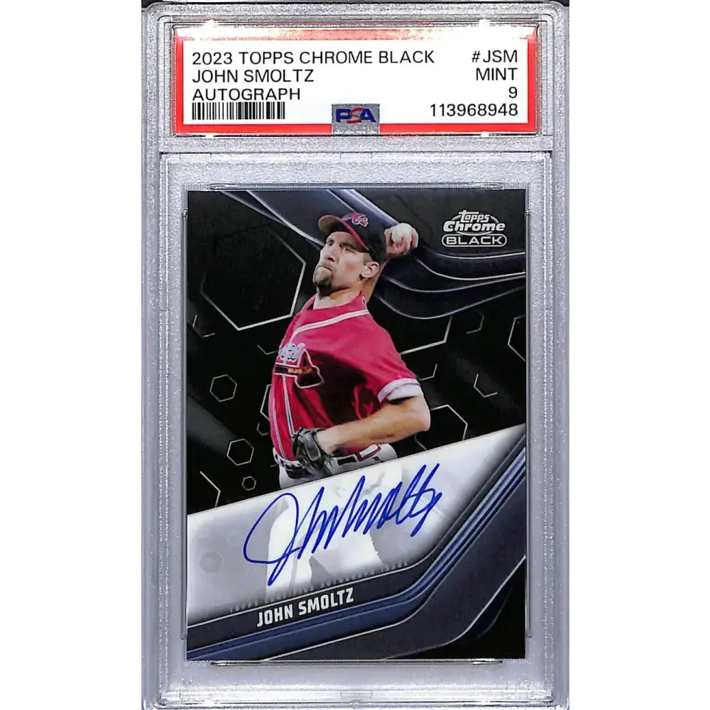 2023 Topps Chrome Black #CBA-JSM John Smoltz PSA 9 MINT Auto Atlanta Braves - Baseball Card Single