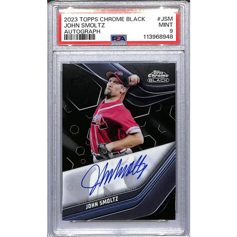 2023 Topps Chrome Black #CBA-JSM John Smoltz PSA 9 MINT Auto Atlanta Braves - Baseball Card Single