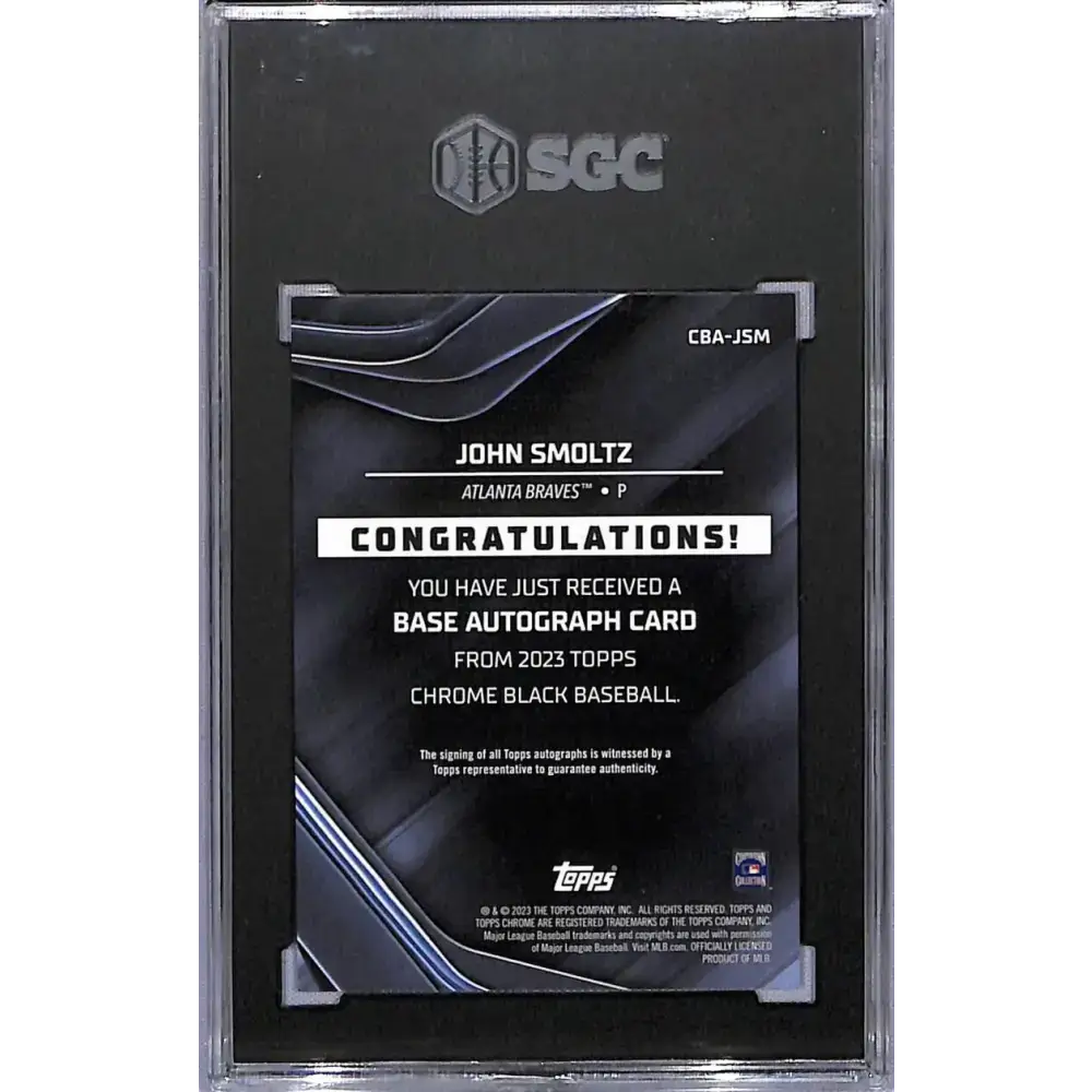 2023 Topps Chrome Black #CBA-JSM John Smoltz SGC 10 Gem Auto Atlanta Braves Baseball Card - Baseball Card Single
