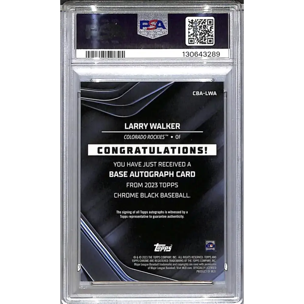 2023 Topps Chrome Black #CBA-LWA Larry Walker PSA 10 GEM MINT Auto Colorado Rockies - Baseball Card Single