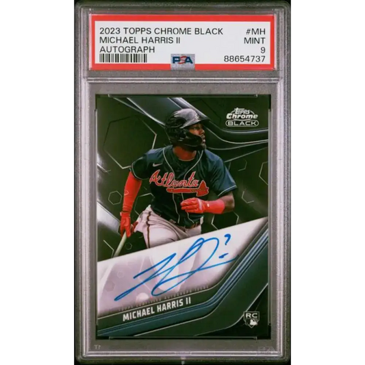 2023 Topps Chrome Black #CBA-MH Michael Harris II PSA 9 MINT Auto Atlanta Braves Baseball Card (See Description)