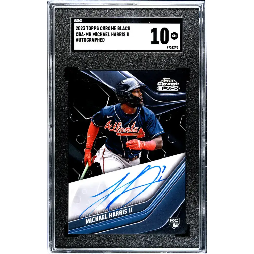 2023 Topps Chrome Black #CBA-MH Michael Harris II SGC 10 Gem Auto Atlanta Braves Baseball Card - Baseball Card Single
