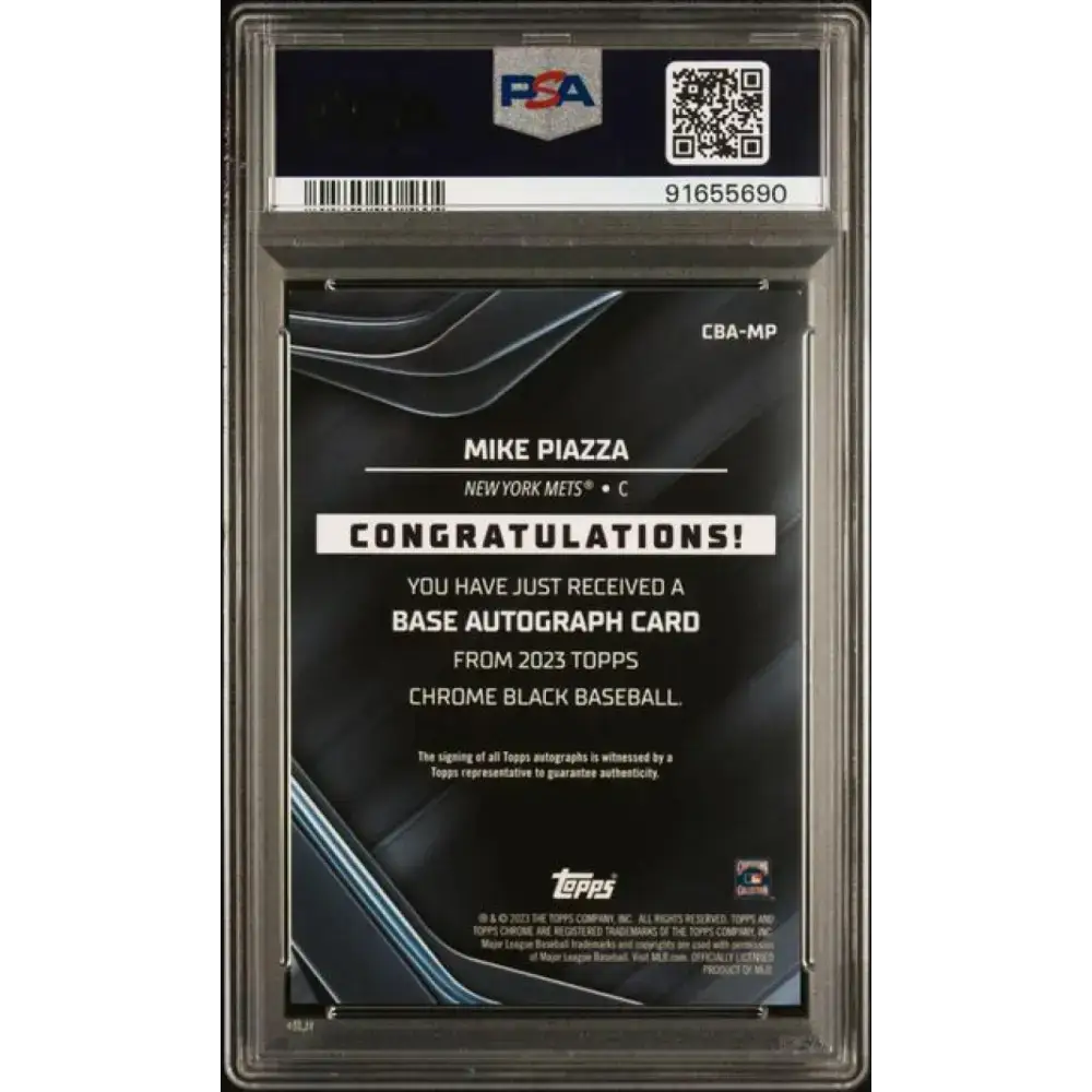 2023 Topps Chrome Black #CBA-MP Mike Piazza PSA 8 NM-MT Auto New York Mets Baseball Card - Baseball Card Single