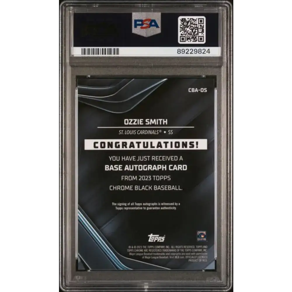 2023 Topps Chrome Black #CBA-OS Ozzie Smith PSA 10 GEM MINT Auto St. Louis Cardinals Baseball Card - Baseball Card