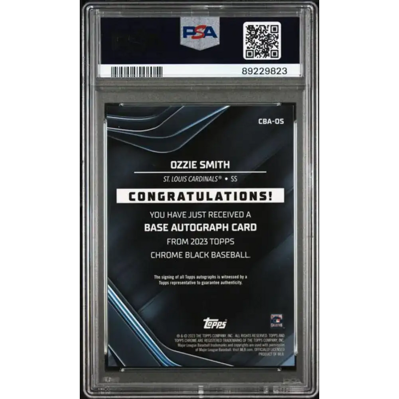 2023 Topps Chrome Black #CBA-OS Ozzie Smith PSA 10 GEM MINT Auto St. Louis Cardinals Baseball Card - Baseball Card