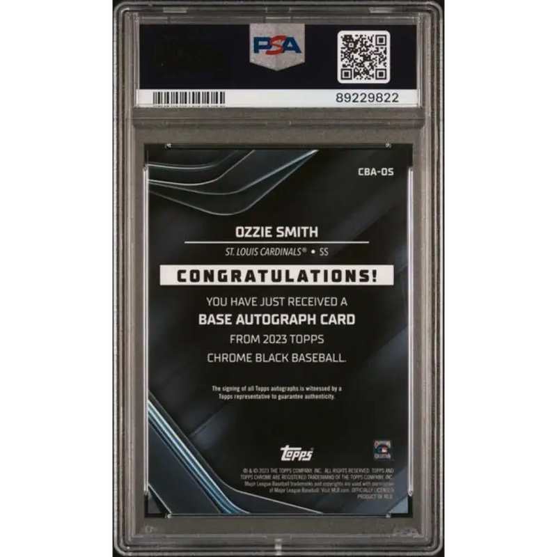 2023 Topps Chrome Black #CBA-OS Ozzie Smith PSA 10 GEM MINT Auto St. Louis Cardinals Baseball Card - Baseball Card