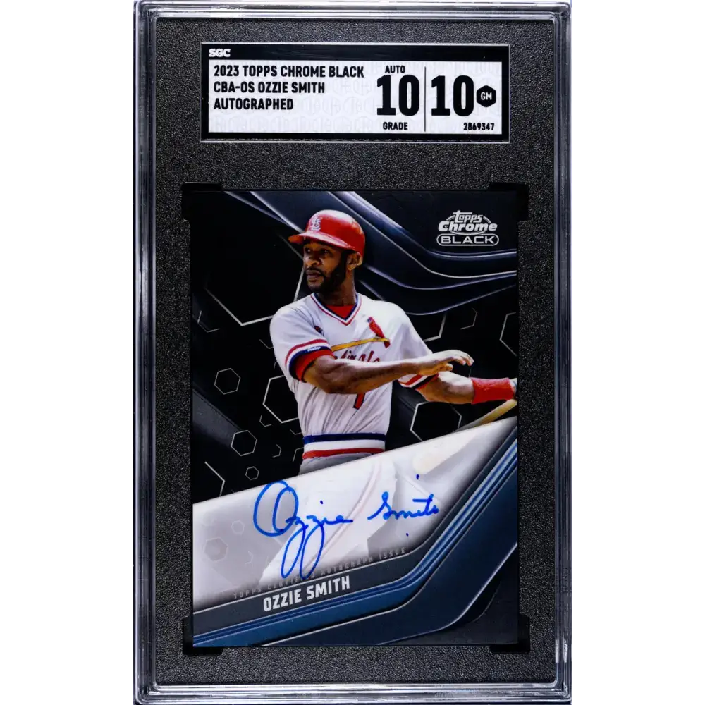 2023 Topps Chrome Black #CBA-OS Ozzie Smith SGC 10 Gem Auto St. Louis Cardinals Baseball Card - Baseball Card Single