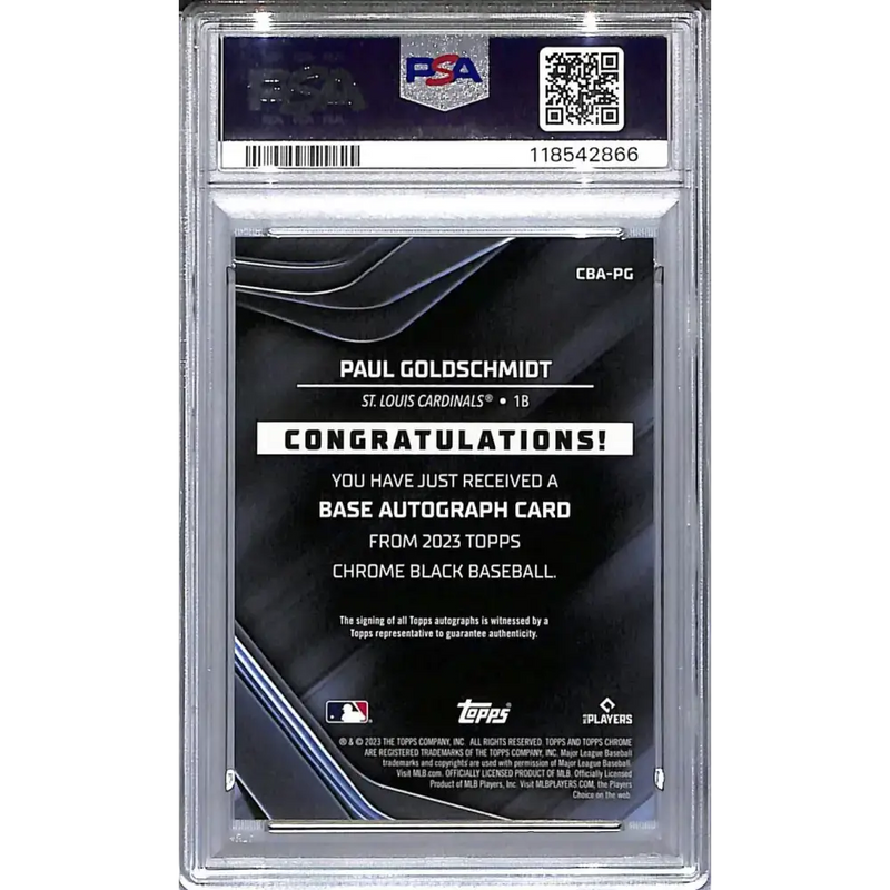 2023 Topps Chrome Black #CBA-PG Paul Goldschmidt PSA 10 GEM MINT Auto St. Louis Cardinals - Baseball Card Single