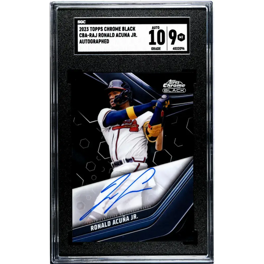 2023 Topps Chrome Black #CBA-RAJ Ronald Acuna Jr. SGC 9 MINT Auto Atlanta Braves Baseball Card - Baseball Card Single