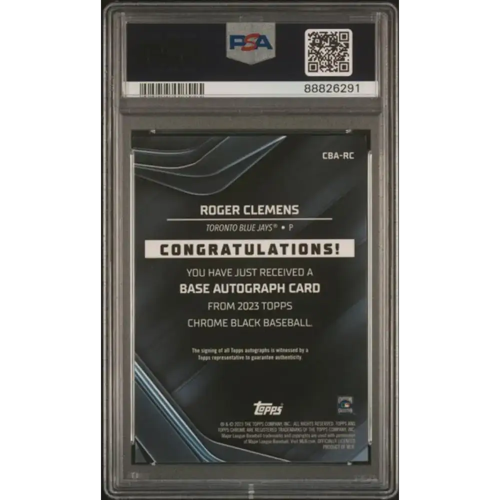 2023 Topps Chrome Black #CBA-RC Roger Clemens PSA 10 GEM MINT Auto Toronto Blue Jays Baseball Card - Baseball Card