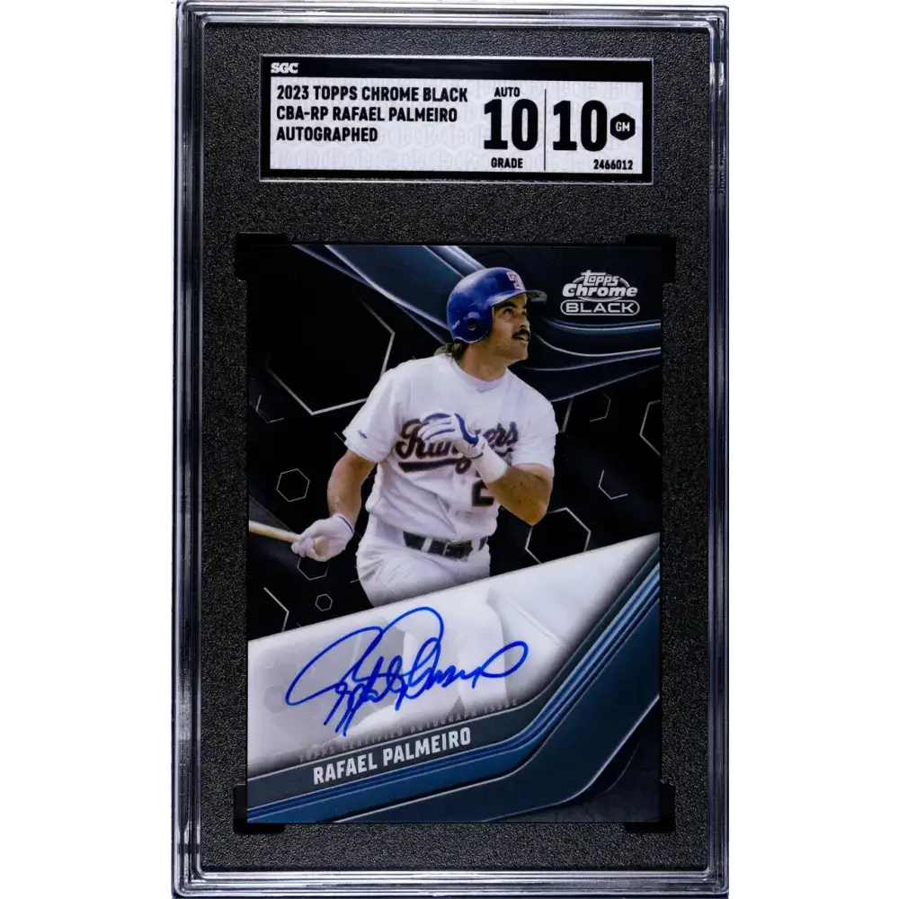2023 Topps Chrome Black #CBA-RP Rafael Palmeiro SGC 10 Gem Auto Texas Rangers Baseball Card - Baseball Card Single