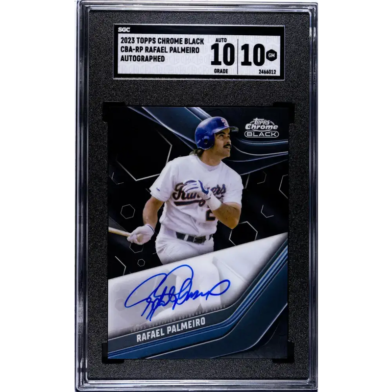 2023 Topps Chrome Black #CBA-RP Rafael Palmeiro SGC 10 Gem Auto Texas Rangers Baseball Card - Baseball Card Single
