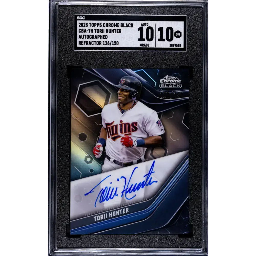 2023 Topps Chrome Black #CBA-TH Torii Hunter SGC 10 Gem Auto 126/150 Minnesota Twins Baseball Card - Baseball Card