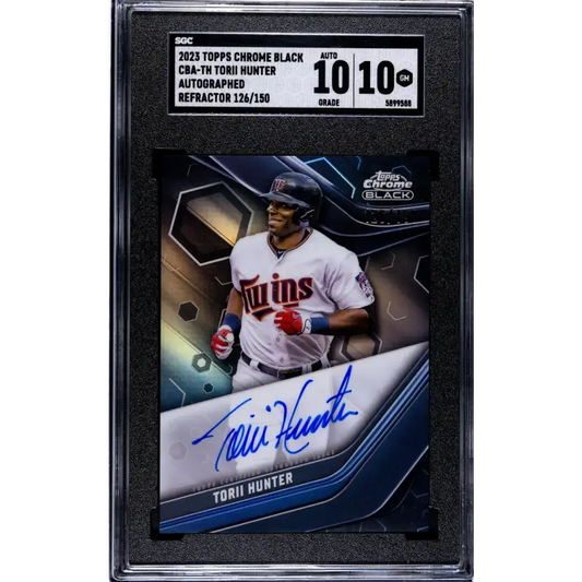 2023 Topps Chrome Black #CBA-TH Torii Hunter SGC 10 Gem Auto 126/150 Minnesota Twins Baseball Card - Baseball Card