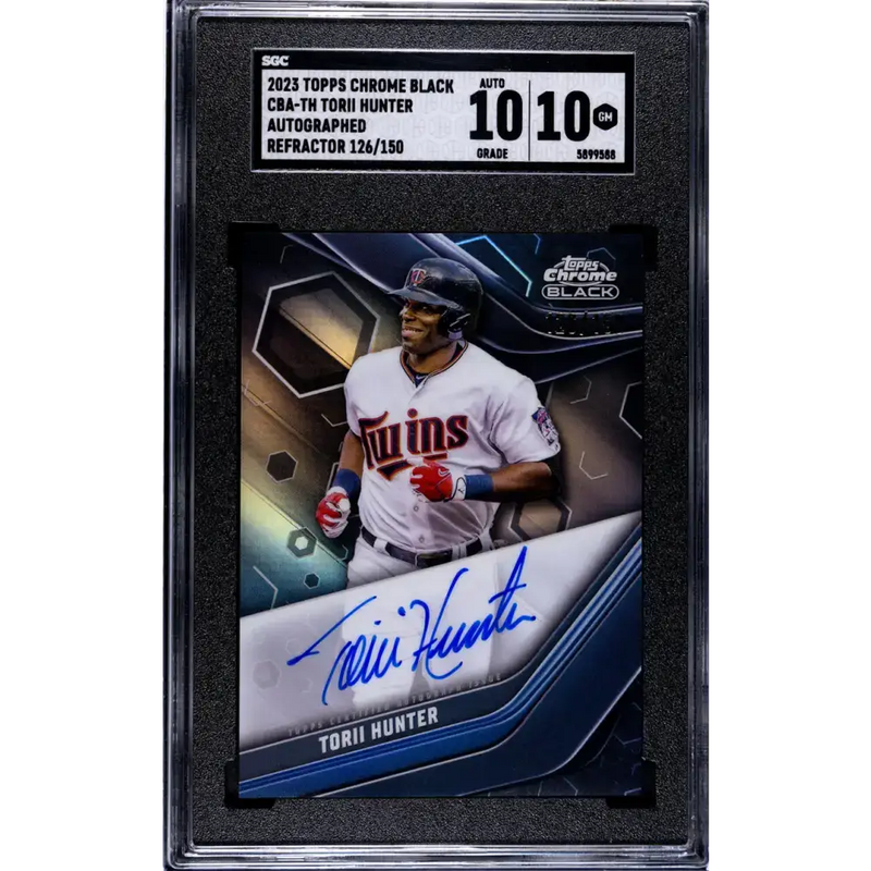 2023 Topps Chrome Black #CBA-TH Torii Hunter SGC 10 Gem Auto 126/150 Minnesota Twins Baseball Card - Baseball Card