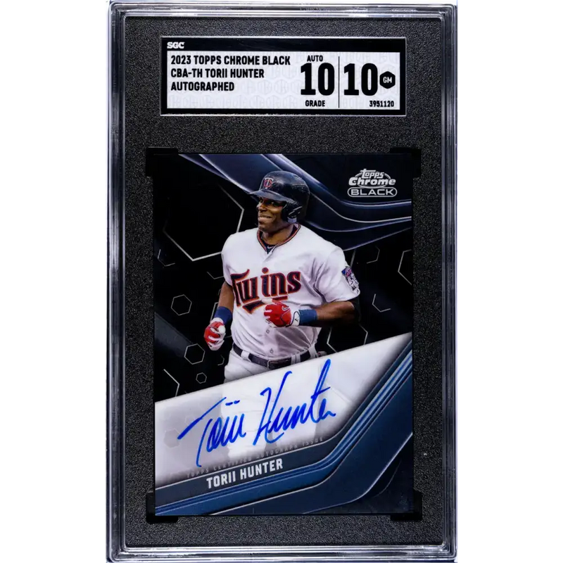 2023 Topps Chrome Black #CBA-TH Torii Hunter SGC 10 Gem Auto Minnesota Twins Baseball Card - Baseball Card Single