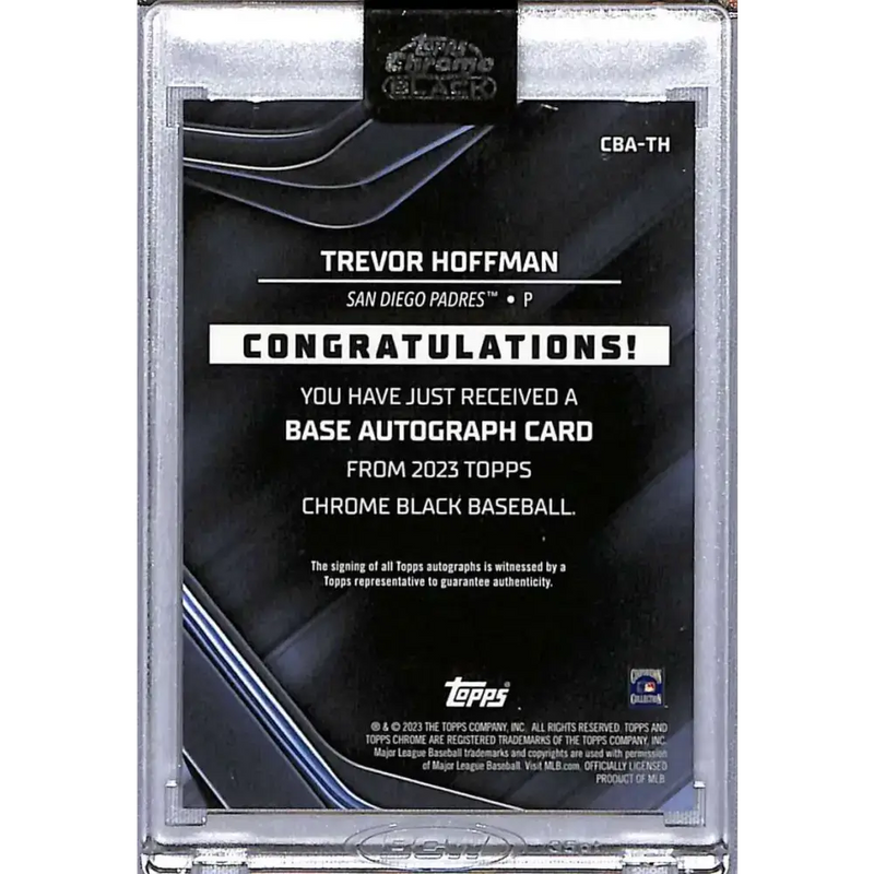2023 Topps Chrome Black #CBA-TH Trevor Hoffman Autographs Refractor #/150 Baseball Card - Baseball Card Single