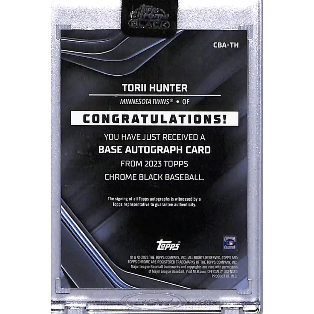 2023 Topps Chrome Black #CBATH Torii Hunter NM-MT Auto 133/150 Minnesota Twins Baseball Card - Baseball Card Single