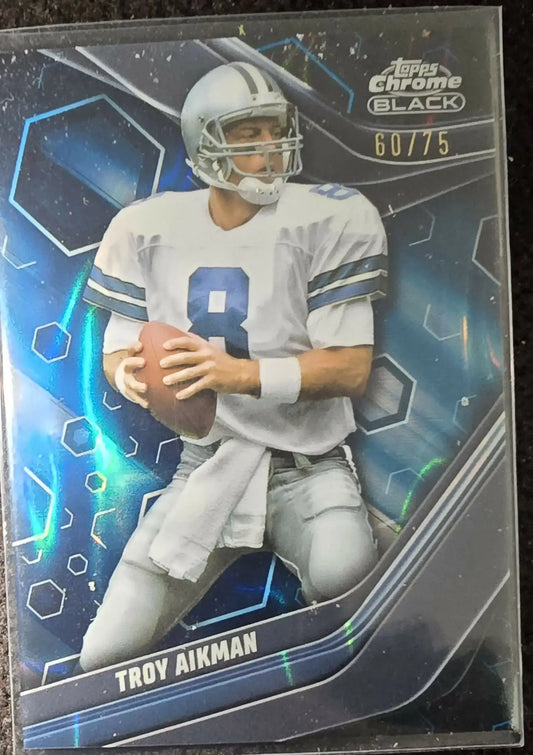 2023 TOPPS CHROME BLACK COMPOSITE BLUE GEO REFRACTOR SSP 60/75 TROY AIKMAN - Football Card Single