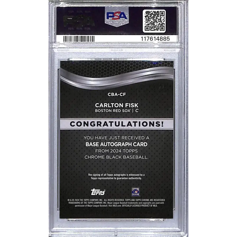 2023 Topps Chrome Black Gold #CBA-CF Carlton Fisk PSA 9 MINT Auto 11/50 Boston Red Sox - Baseball Card Single