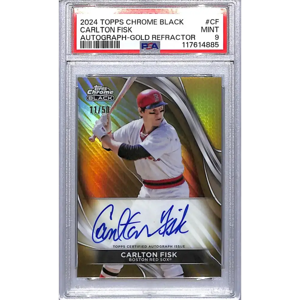 2023 Topps Chrome Black Gold #CBA-CF Carlton Fisk PSA 9 MINT Auto 11/50 Boston Red Sox - Baseball Card Single