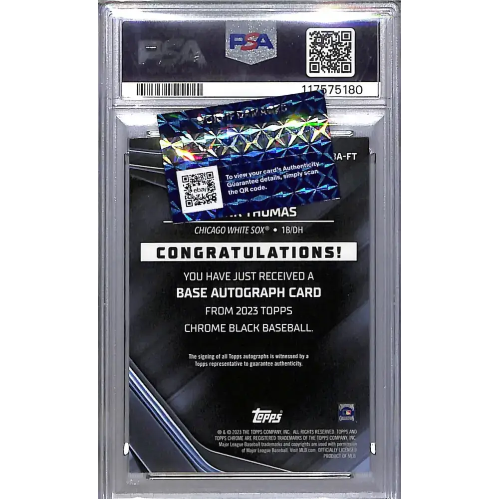 2023 Topps Chrome Black Gold #CBA-FT Frank Thomas PSA 9 MINT Auto 50/50 Chicago White Sox - Baseball Card Single