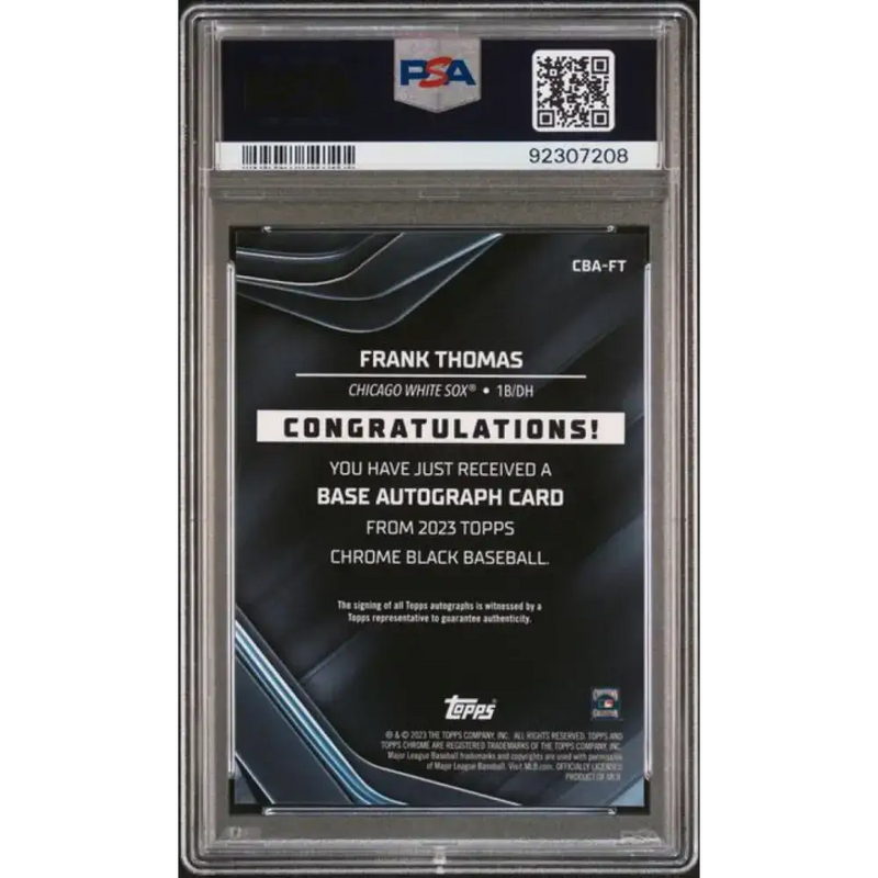 2023 Topps Chrome Black Gold Mini-Diamond #CBA-FT Frank Thomas PSA 9 MINT Auto 17/50 Chicago White Sox Baseball Card