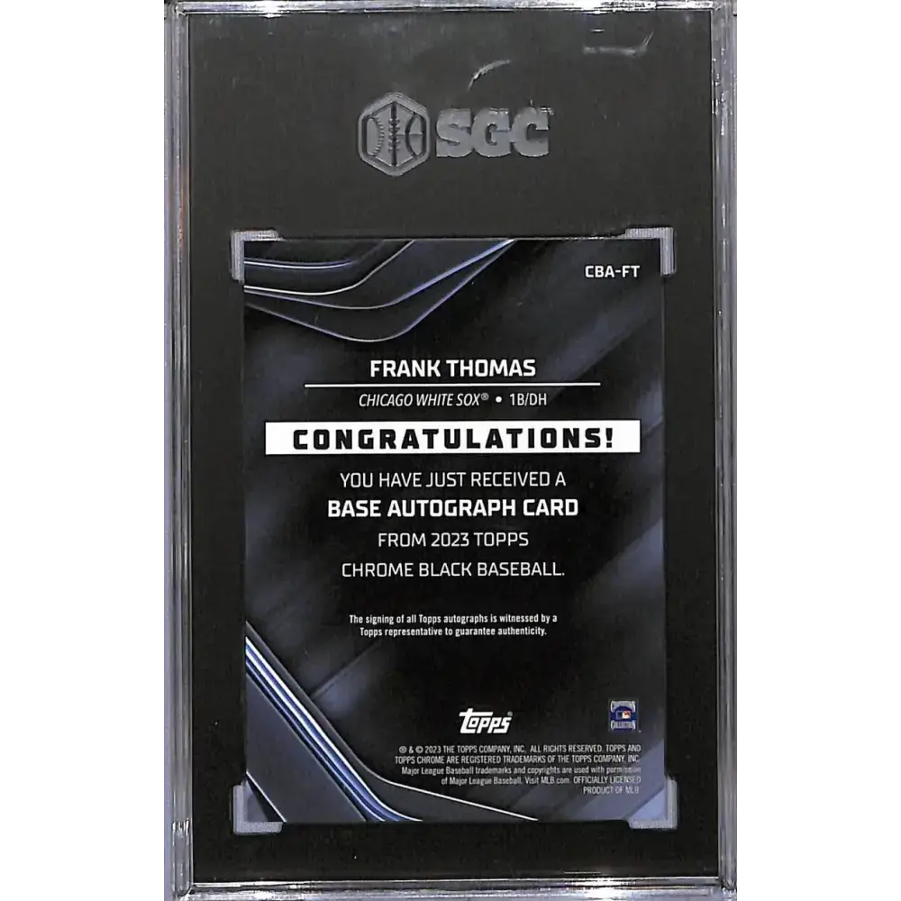 2023 Topps Chrome Black Green #CBA-FT Frank Thomas SGC 10 Gem Auto 26/99 Chicago White Sox - Baseball Card Single