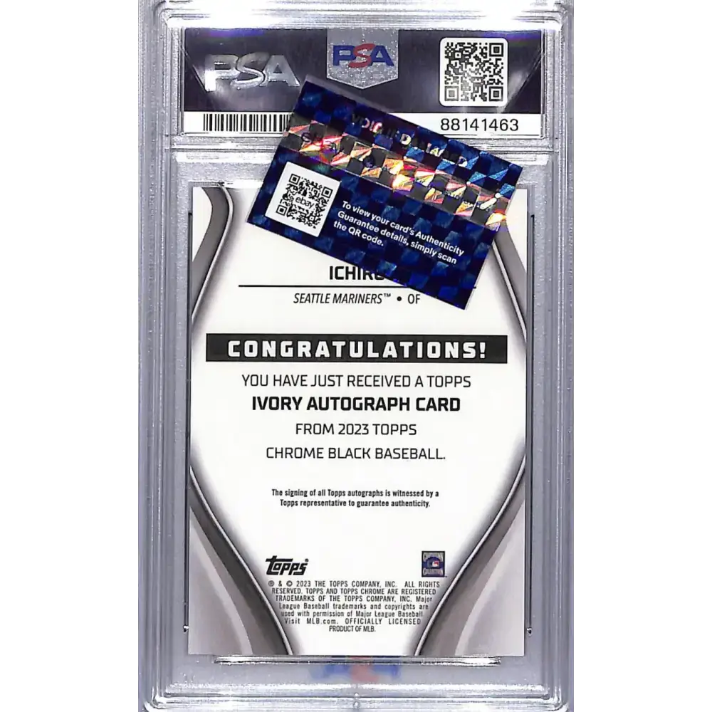 2023 Topps Chrome Black Ivory Red Trim #WCA-I Ichiro PSA 10 GEM MINT Auto 05/05 Seattle Mariners - Baseball Card Single