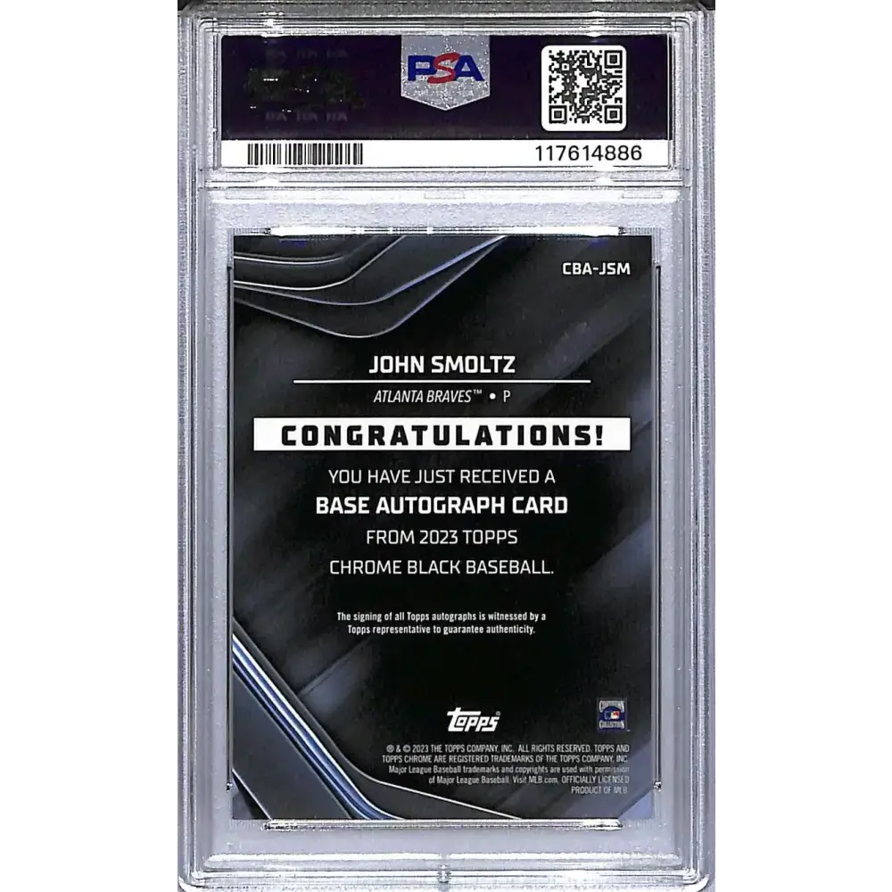 2023 Topps Chrome Black Orange #CBA-JSM John Smoltz PSA 9 MINT Auto 03/25 Atlanta Braves - Baseball Card Single