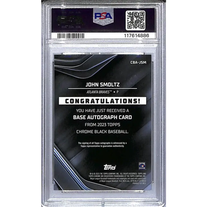 2023 Topps Chrome Black Orange #CBA-JSM John Smoltz PSA 9 MINT Auto 03/25 Atlanta Braves - Baseball Card Single