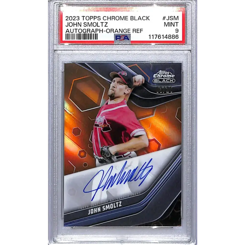 2023 Topps Chrome Black Orange #CBA-JSM John Smoltz PSA 9 MINT Auto 03/25 Atlanta Braves - Baseball Card Single