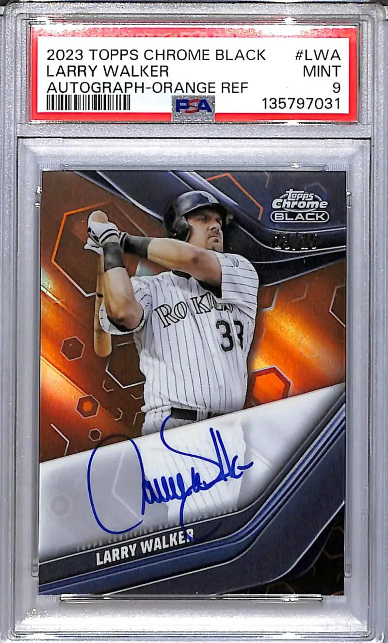 2023 Topps Chrome Black Orange #CBA-LWA Larry Walker PSA 9 MINT Auto 23/25 Colorado Rockies - Baseball Card Single