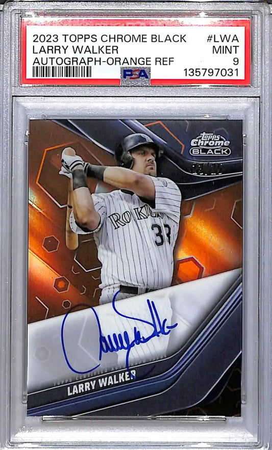 2023 Topps Chrome Black Orange #CBA-LWA Larry Walker PSA 9 MINT Auto 23/25 Colorado Rockies - Baseball Card Single