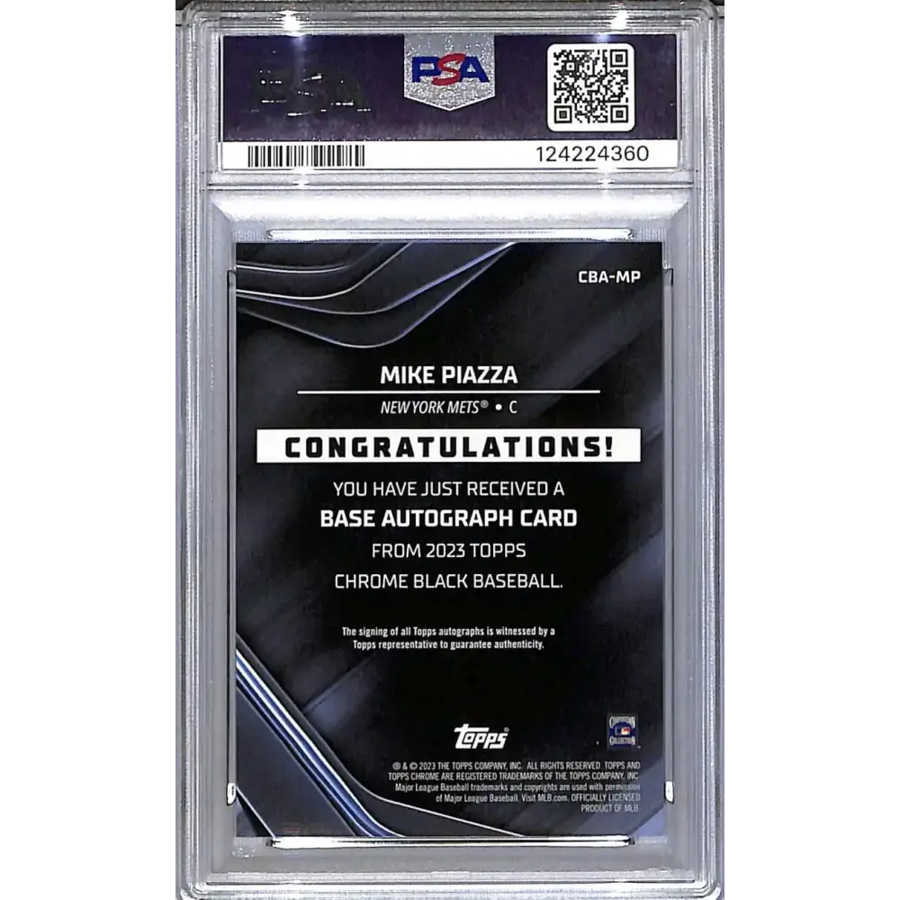 2023 Topps Chrome Black Orange #CBA-MP Mike Piazza PSA 9 MINT Auto 12/25 New York Mets - Baseball Card Single