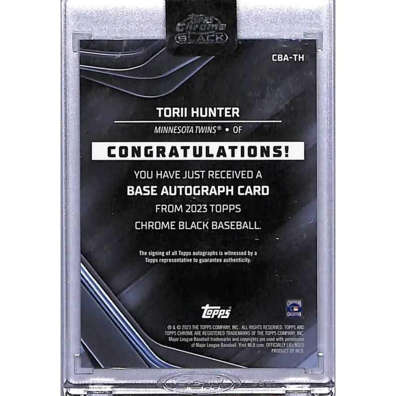 2023 Topps Chrome Black Orange #CBATH Torii Hunter NM-MT Auto 13/25 Minnesota Twins - Baseball Card Single