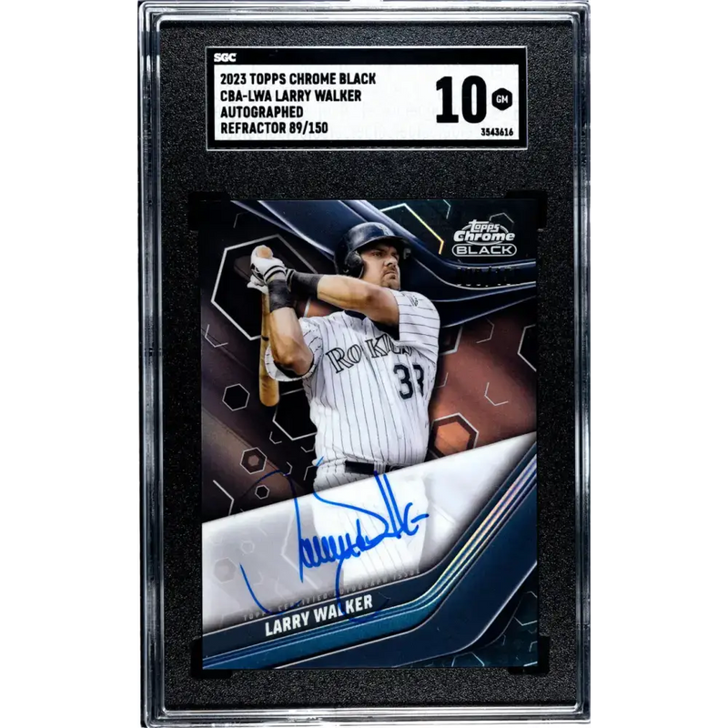 2023 Topps Chrome Black Refractor #CBA-LWA Larry Walker SGC 10 Gem Auto 89/150 Colorado Rockies Baseball Card