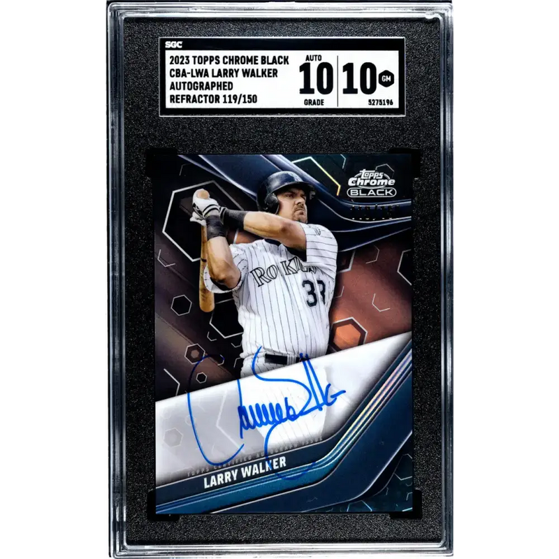 2023 Topps Chrome Black Refractor #CBA-LWA Larry Walker SGC 10 Gem Auto 119/150 Colorado Rockies Baseball Card